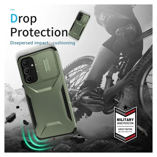 Samsung Galaxy A16 Hoesje Camera Slider Back Cover Schokbestendig Groen afbeelding 5