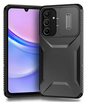 Samsung Galaxy A16 Hoesje Camera Slider Back Cover Schokbestendig Zwart
