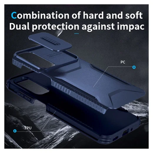 Samsung Galaxy A16 Hoesje Camera Slider Back Cover Schokbestendig Blauw afbeelding 7
