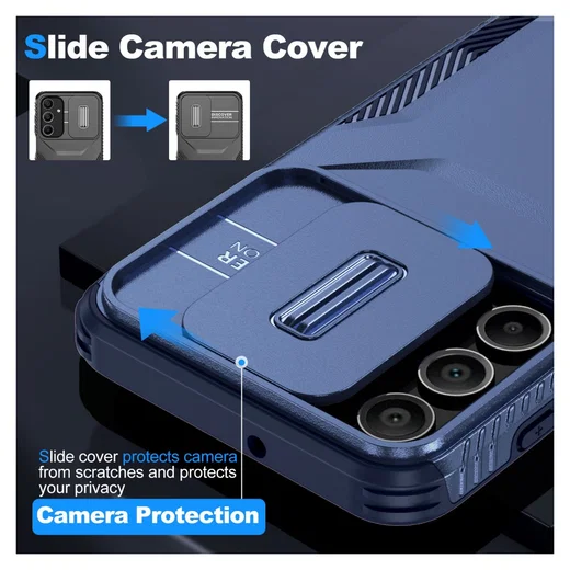 Samsung Galaxy A16 Hoesje Camera Slider Back Cover Schokbestendig Blauw afbeelding 3