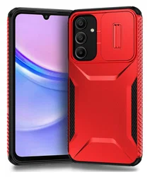 Samsung Galaxy A16 Hoesje Camera Slider Back Cover Schokbestendig Rood afbeelding