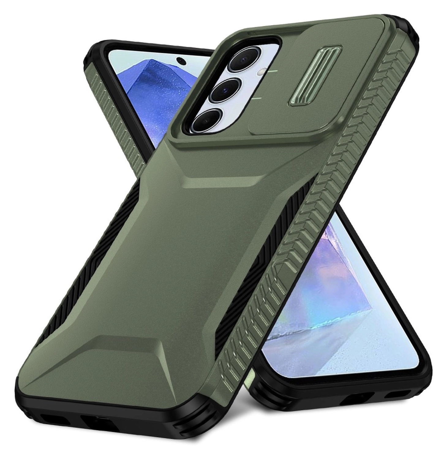 Samsung Galaxy A55 Hoesje Camera Slider Back Cover Schokbestendig Groen afbeelding 2