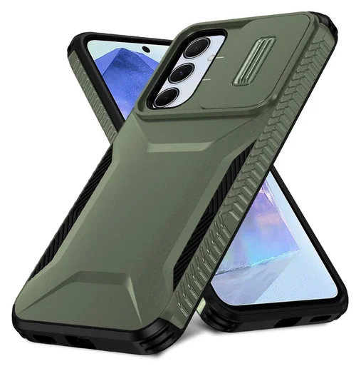Samsung Galaxy A55 Hoesje Camera Slider Back Cover Schokbestendig Groen afbeelding 2