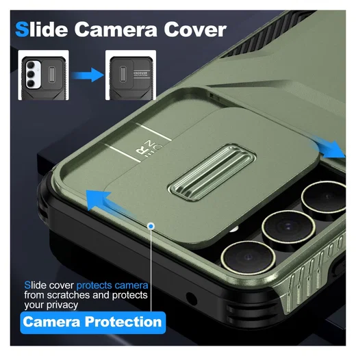 Samsung Galaxy A55 Hoesje Camera Slider Back Cover Schokbestendig Groen afbeelding 4