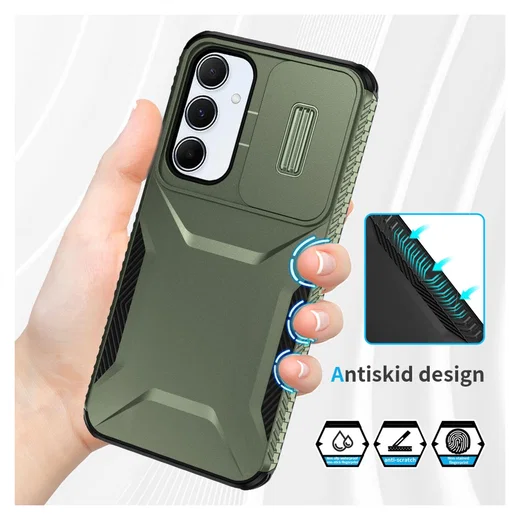 Samsung Galaxy A55 Hoesje Camera Slider Back Cover Schokbestendig Groen afbeelding 7