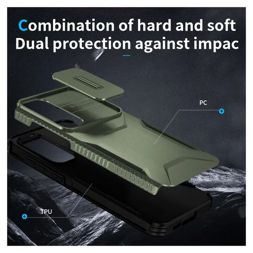 Samsung Galaxy A55 Hoesje Camera Slider Back Cover Schokbestendig Groen afbeelding 9