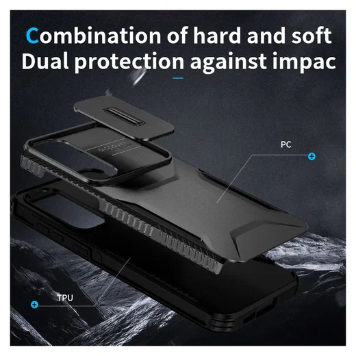 Samsung Galaxy A55 Hoesje Camera Slider Back Cover Schokbestendig Zwart afbeelding 9
