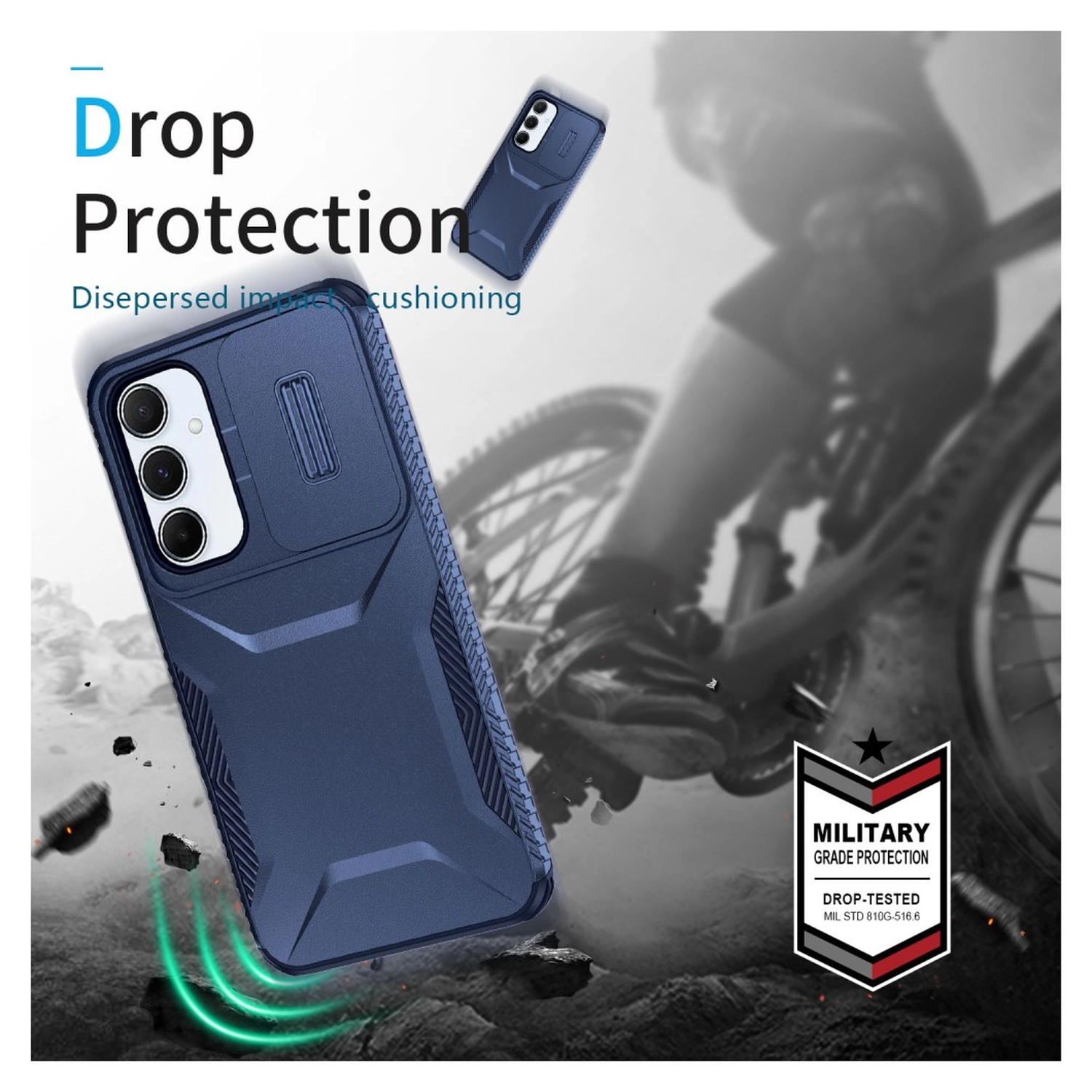 Samsung Galaxy A55 Hoesje Camera Slider Back Cover Schokbestendig Blauw afbeelding 5