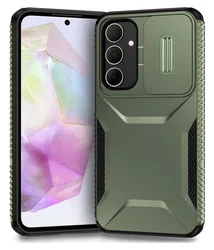 Samsung Galaxy A35 Hoesje Camera Slider Back Cover Schokbestendig Groen afbeelding