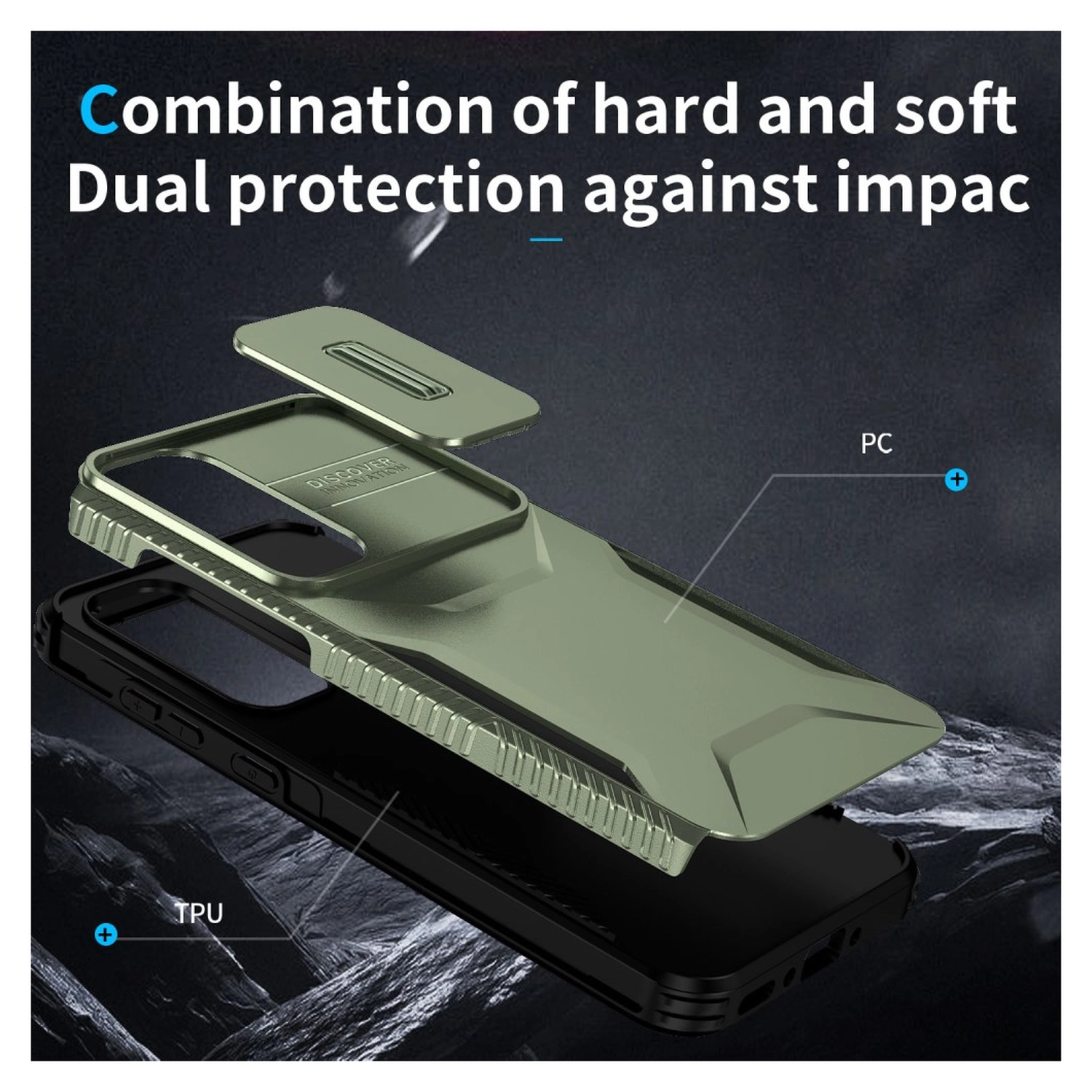 Samsung Galaxy A35 Hoesje Camera Slider Back Cover Schokbestendig Groen afbeelding 6