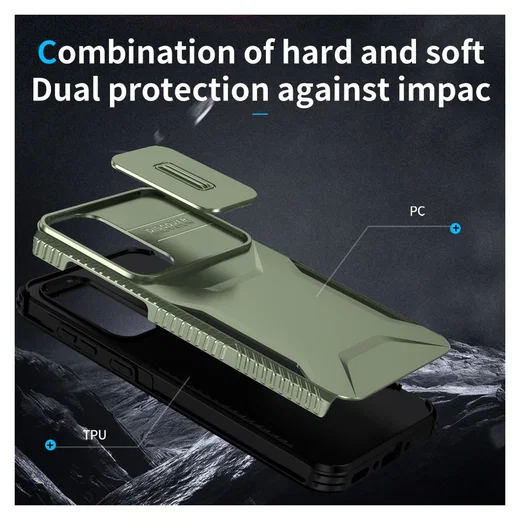 Samsung Galaxy A35 Hoesje Camera Slider Back Cover Schokbestendig Groen afbeelding 6