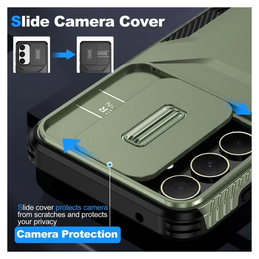 Samsung Galaxy A35 Hoesje Camera Slider Back Cover Schokbestendig Groen afbeelding 7