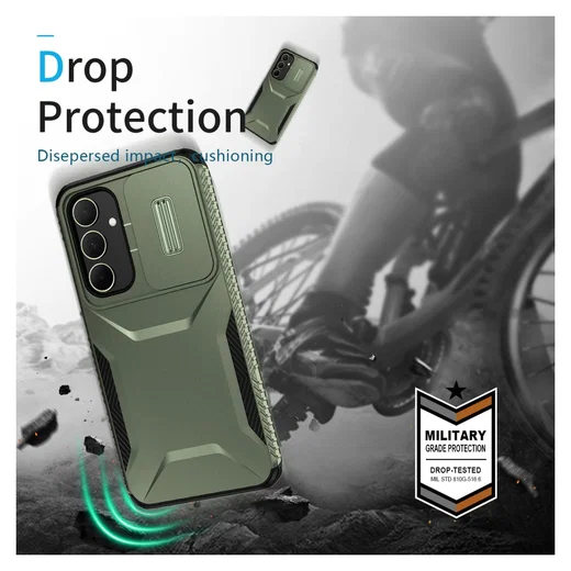 Samsung Galaxy A35 Hoesje Camera Slider Back Cover Schokbestendig Groen afbeelding 8