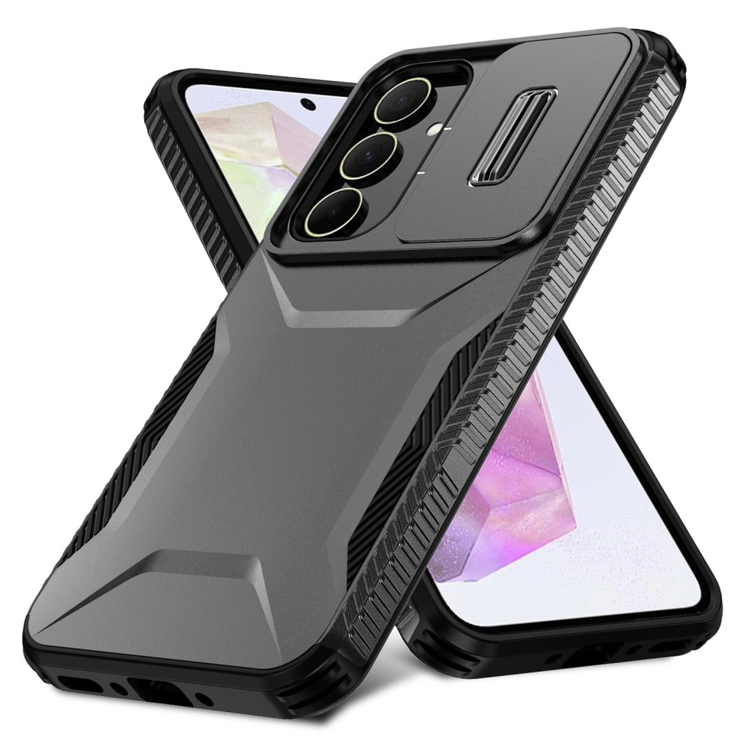 Samsung Galaxy A35 Hoesje Camera Slider Back Cover Schokbestendig Zwart afbeelding 2
