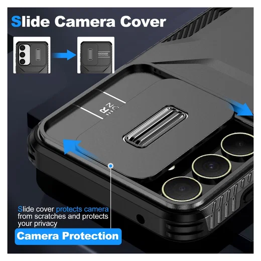 Samsung Galaxy A35 Hoesje Camera Slider Back Cover Schokbestendig Zwart afbeelding 4