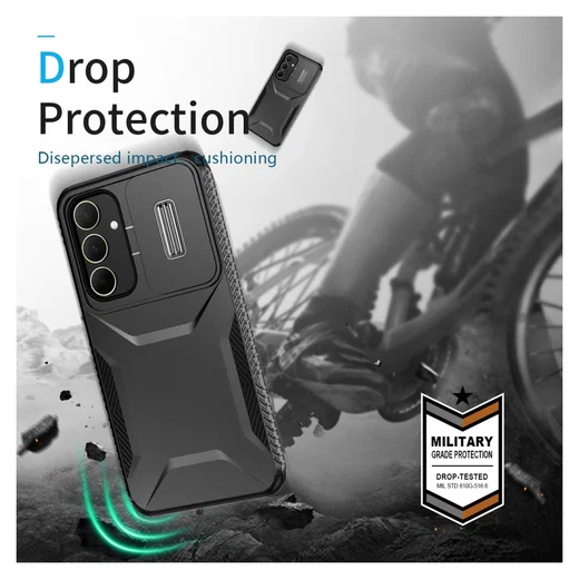 Samsung Galaxy A35 Hoesje Camera Slider Back Cover Schokbestendig Zwart afbeelding 5