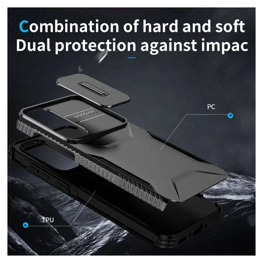 Samsung Galaxy A35 Hoesje Camera Slider Back Cover Schokbestendig Zwart afbeelding 8