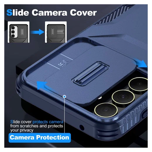 Samsug Galaxy A35 Hoesje Camera Slider Back Cover Schokbestendig Blauw afbeelding 4
