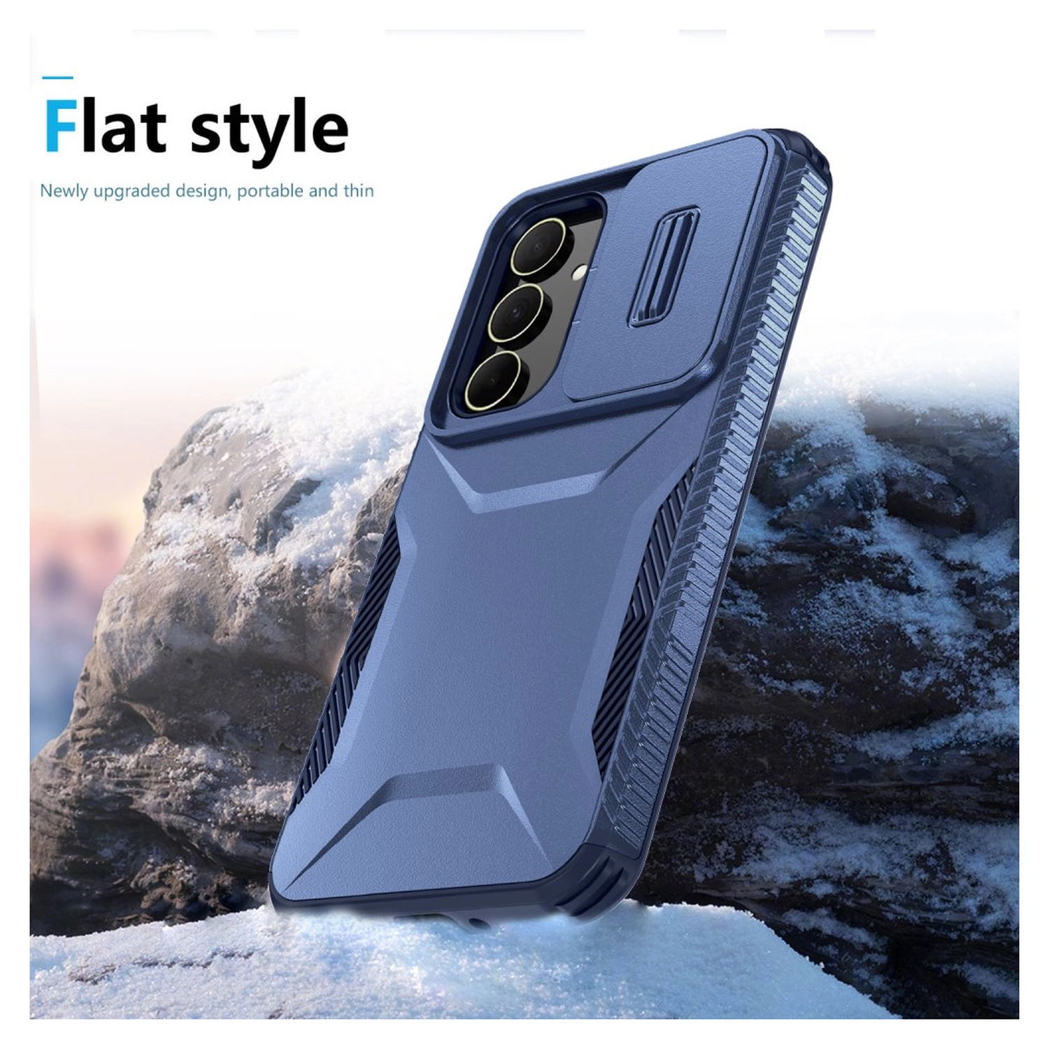 Samsug Galaxy A35 Hoesje Camera Slider Back Cover Schokbestendig Blauw afbeelding 7