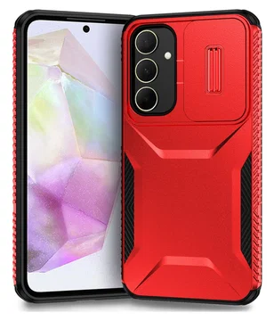 Samsung Galaxy A35 Hoesje Camera Slider Back Cover Schokbestendig Rood