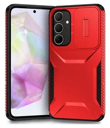 Samsung Galaxy A35 Hoesje Camera Slider Back Cover Schokbestendig Rood afbeelding
