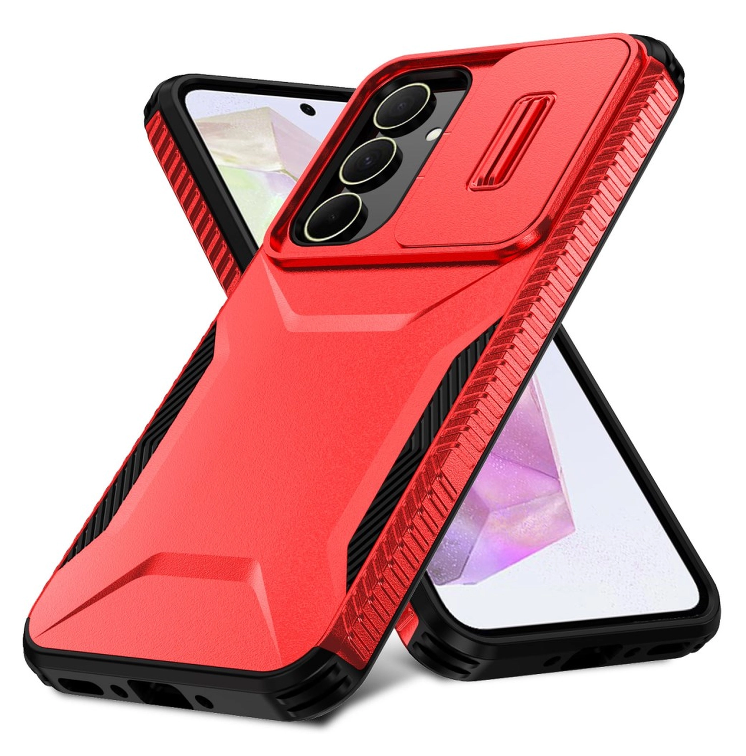 Samsung Galaxy A35 Hoesje Camera Slider Back Cover Schokbestendig Rood afbeelding 2