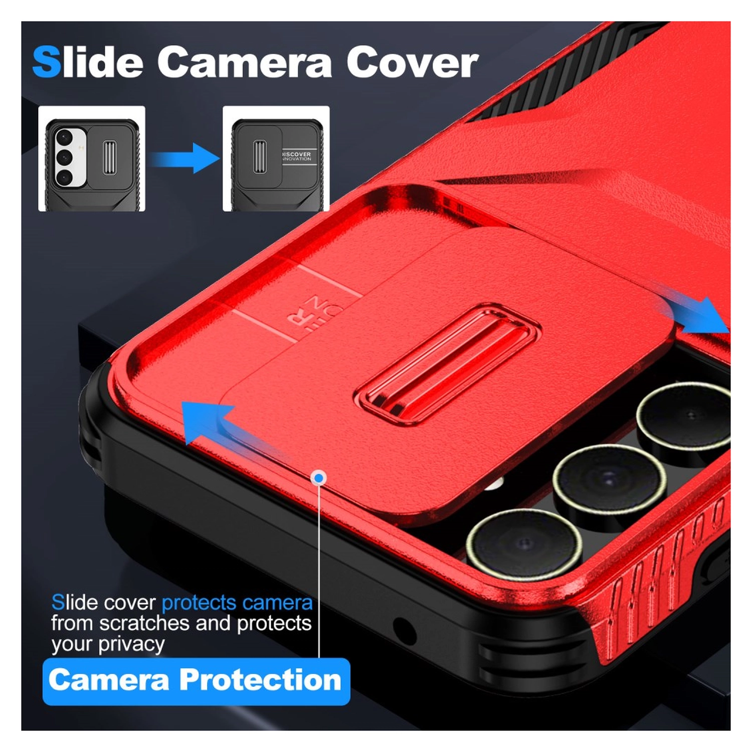 Samsung Galaxy A35 Hoesje Camera Slider Back Cover Schokbestendig Rood afbeelding 7
