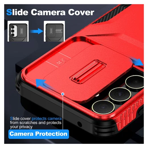 Samsung Galaxy A35 Hoesje Camera Slider Back Cover Schokbestendig Rood afbeelding 7