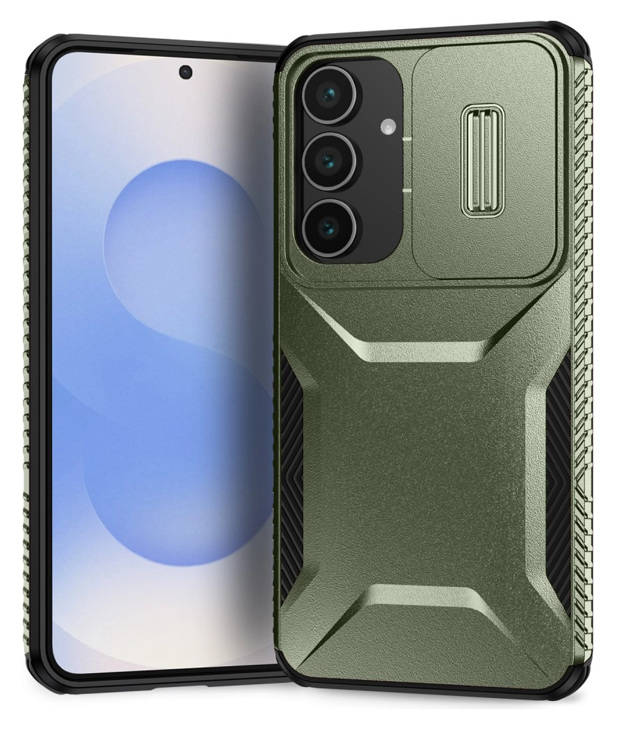 Samsung Galaxy S25 FE Hoesje Camera Slider Back Cover Schokbestendig Groen afbeelding 1