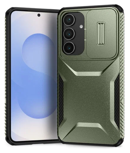 Samsung Galaxy S25 FE Hoesje Camera Slider Back Cover Schokbestendig Groen afbeelding 1