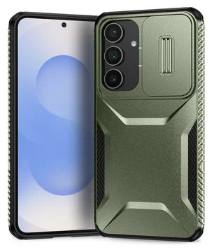 Samsung Galaxy S25 FE Hoesje Camera Slider Back Cover Schokbestendig Groen