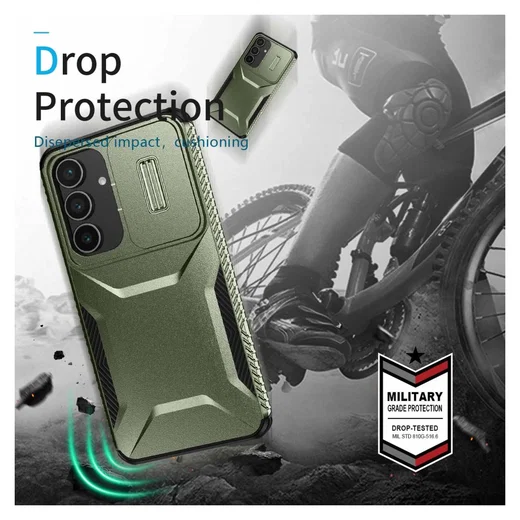 Samsung Galaxy S25 FE Hoesje Camera Slider Back Cover Schokbestendig Groen afbeelding 5