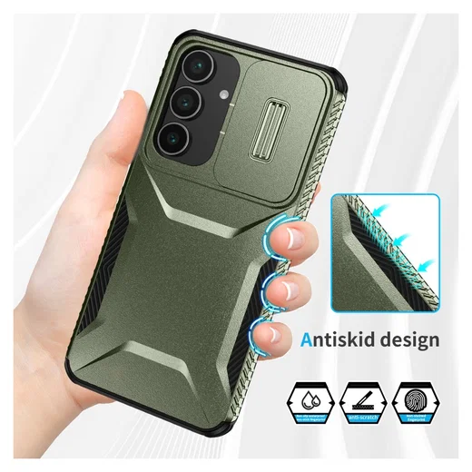 Samsung Galaxy S25 FE Hoesje Camera Slider Back Cover Schokbestendig Groen afbeelding 7