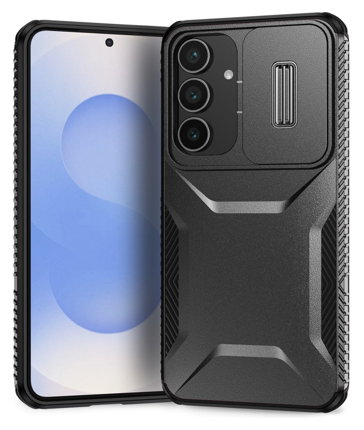 Samsung Galaxy S25 FE Hoesje Camera Slider Back Cover Schokbestendig Zwart afbeelding 2