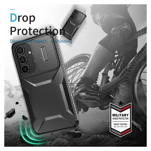 Samsung Galaxy S25 FE Hoesje Camera Slider Back Cover Schokbestendig Zwart afbeelding 5