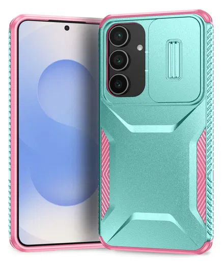 Samsung Galaxy S25 FE Hoesje Camera Slider Back Cover Schokbestendig Blauw Roze afbeelding 5