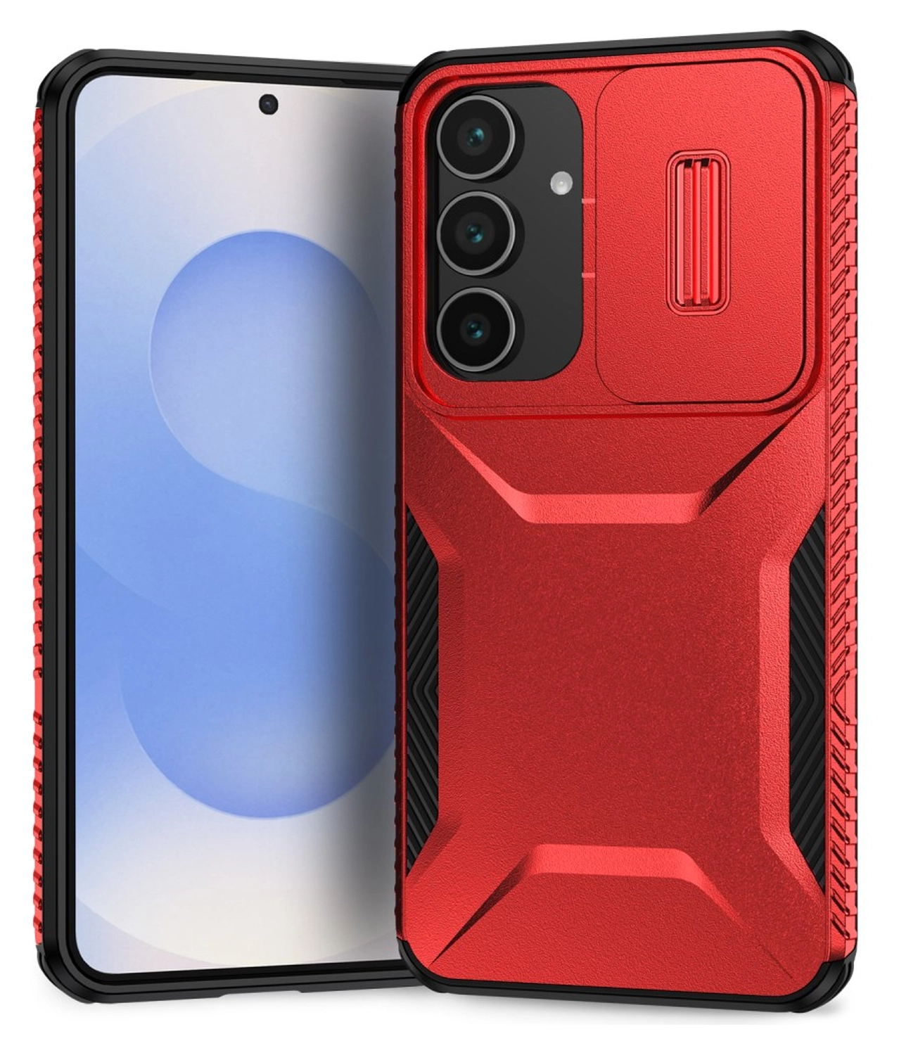Samsung Galaxy S25 FE Hoesje Camera Slider Back Cover Schokbestendig Rood afbeelding 1