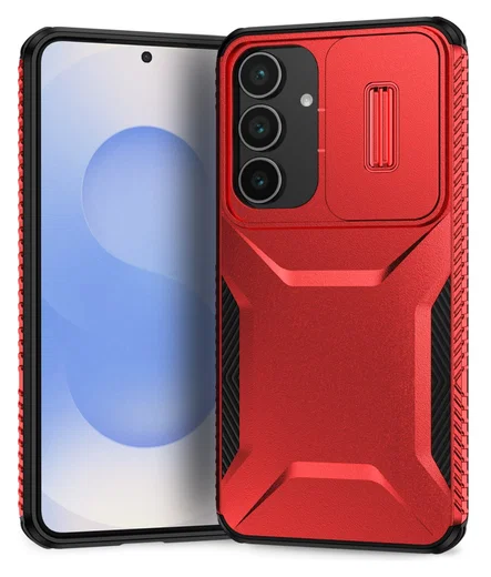 Samsung Galaxy S25 FE Hoesje Camera Slider Back Cover Schokbestendig Rood afbeelding 1