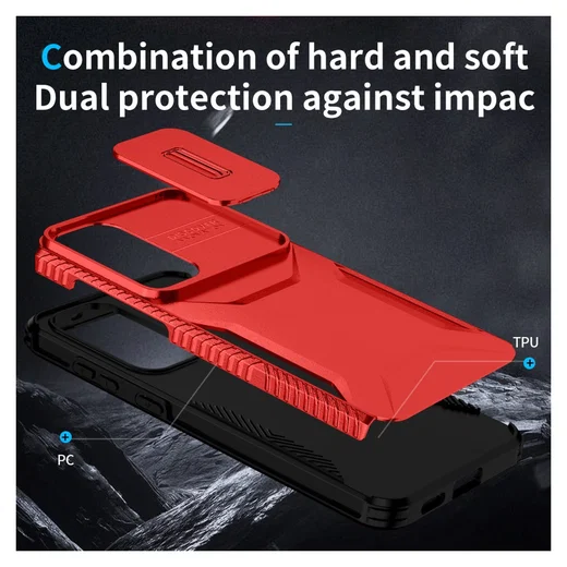 Samsung Galaxy S25 FE Hoesje Camera Slider Back Cover Schokbestendig Rood afbeelding 10