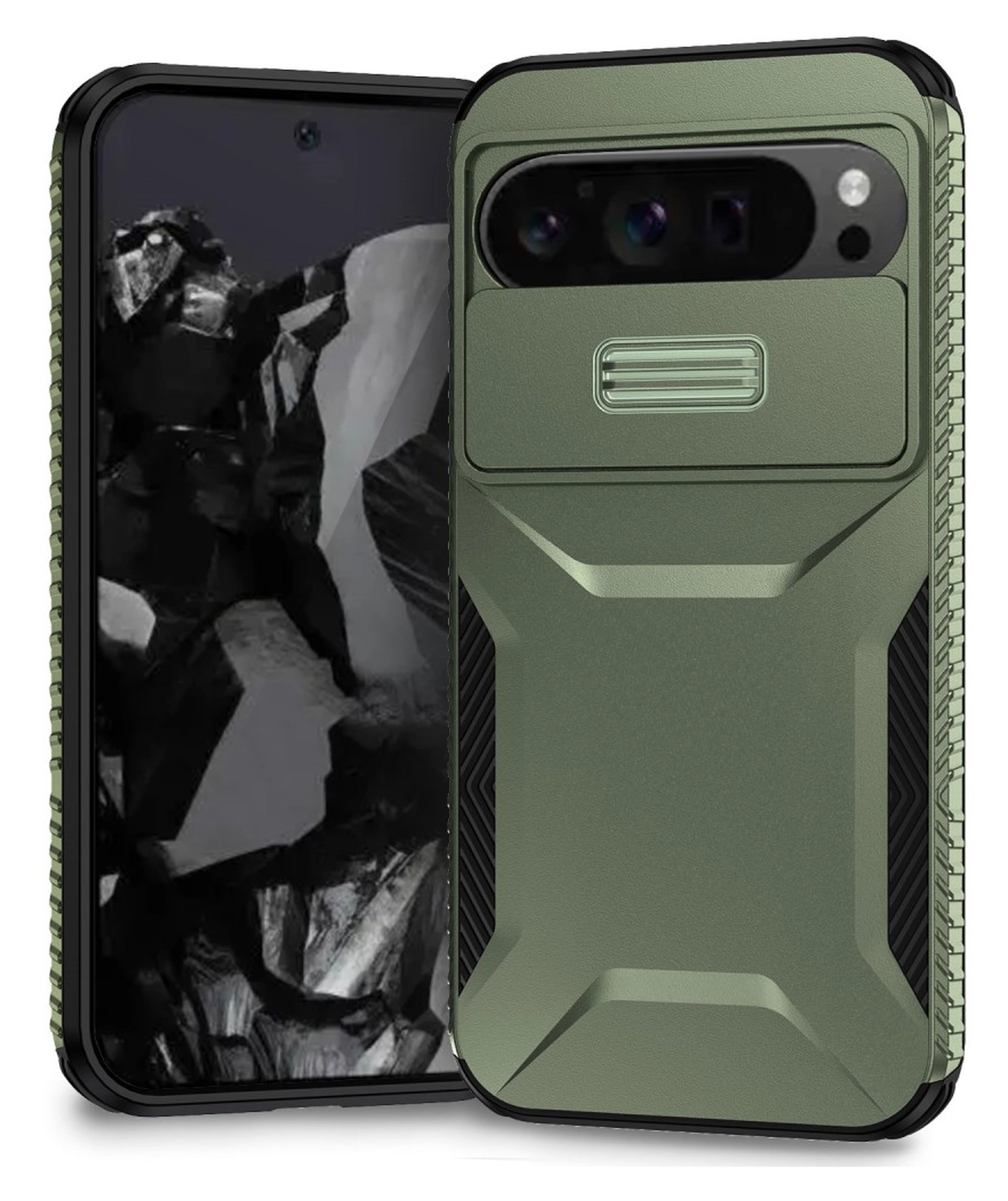 Google Pixel 10 Pro XL/9 Pro XL Hoesje Camera Slider Back Cover Shockproof Groen afbeelding 5