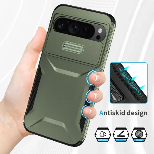 Google Pixel 10 Pro XL/9 Pro XL Hoesje Camera Slider Back Cover Shockproof Groen afbeelding 7