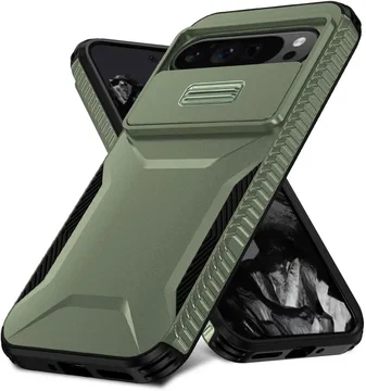 Google Pixel 10 Pro XL/9 Pro XL Hoesje Camera Slider Back Cover Shockproof Groen