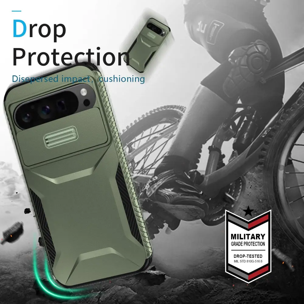 Google Pixel 10 Pro XL/9 Pro XL Hoesje Camera Slider Back Cover Shockproof Groen afbeelding 3