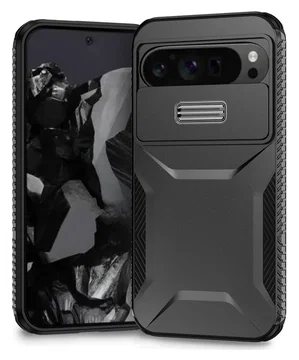 Google Pixel 10 Pro XL/9 Pro XL Hoesje Camera Slider Back Cover Shockproof Zwart