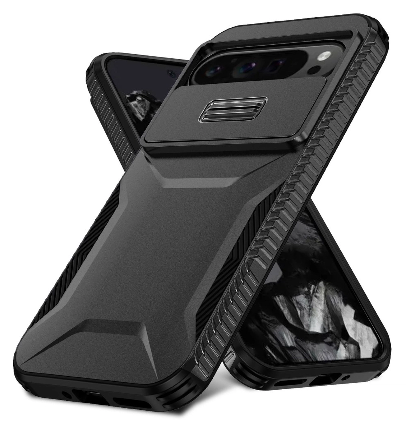 Google Pixel 10 Pro XL/9 Pro XL Hoesje Camera Slider Back Cover Shockproof Zwart afbeelding 2