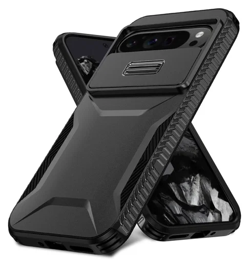 Google Pixel 10 Pro XL/9 Pro XL Hoesje Camera Slider Back Cover Shockproof Zwart afbeelding 2