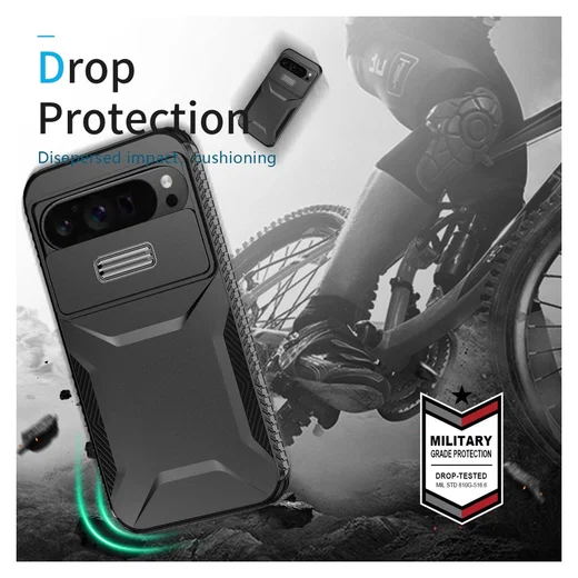 Google Pixel 10 Pro XL/9 Pro XL Hoesje Camera Slider Back Cover Shockproof Zwart afbeelding 5