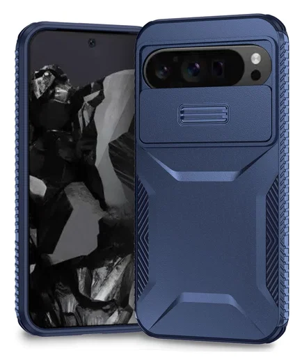 Google Pixel 10 Pro XL/9 Pro XL Hoesje Camera Slider Back Cover Shockproof Blauw afbeelding 1