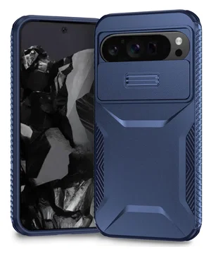 Google Pixel 10 Pro XL/9 Pro XL Hoesje Camera Slider Back Cover Shockproof Blauw
