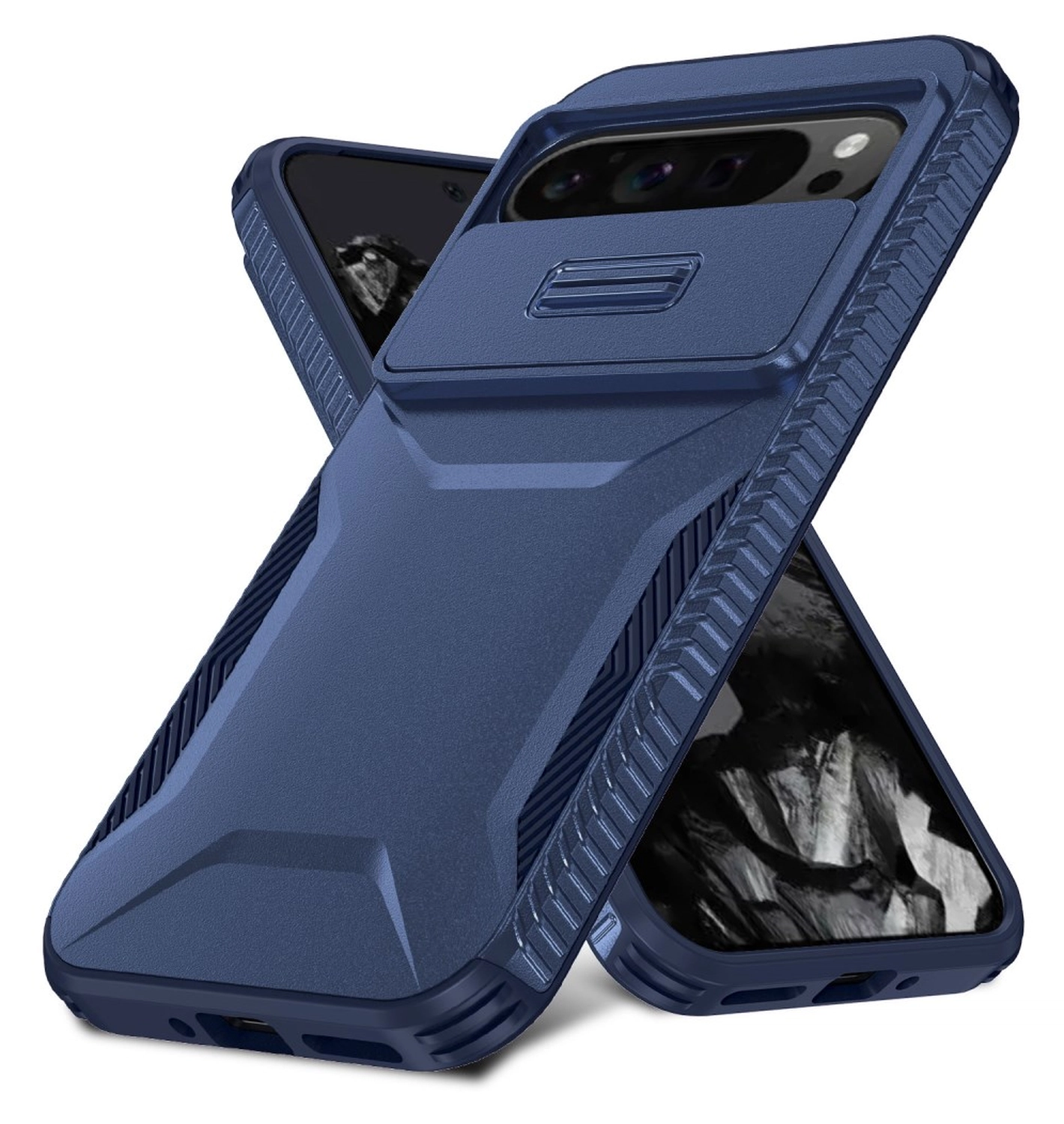 Google Pixel 10 Pro XL/9 Pro XL Hoesje Camera Slider Back Cover Shockproof Blauw afbeelding 2